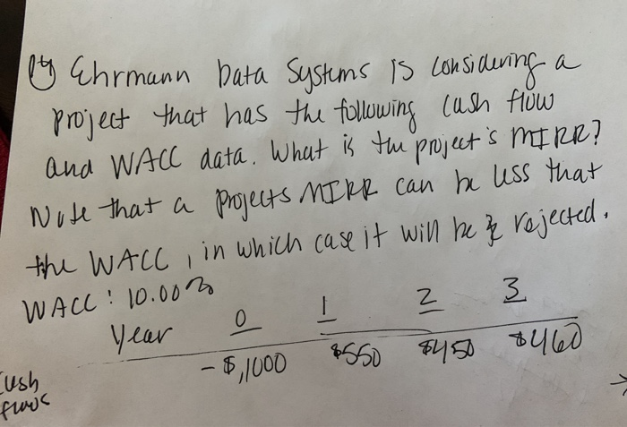  G Ehrmann Data Systems is considering a project that has the