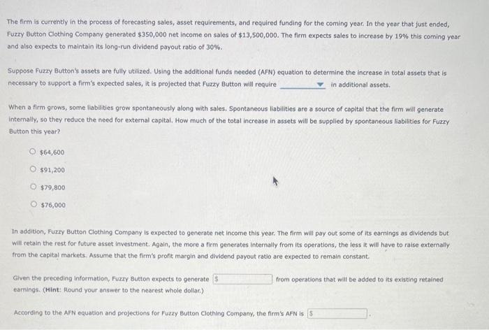 has the following end-of-year balance sheet: The firm is currently in the