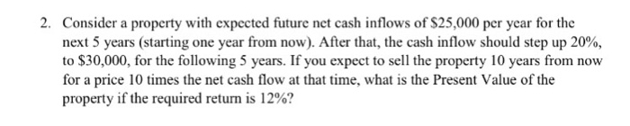  2. Consider a property with expected future net cash inflows of