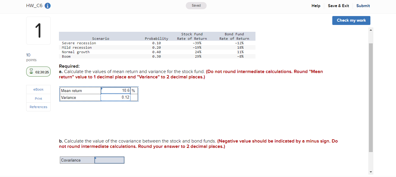  HW_C6 Saved Help Save & Exit Submit Check my work 1