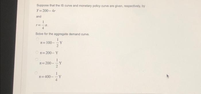  Given the aggregate demand and aggregate supply from Questions 6 and