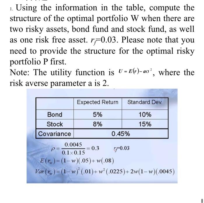 please make sure the answer is correct. thanks 1. Using the information