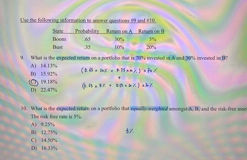 Please do Q.10 and shows full steps, thanks Use the following information