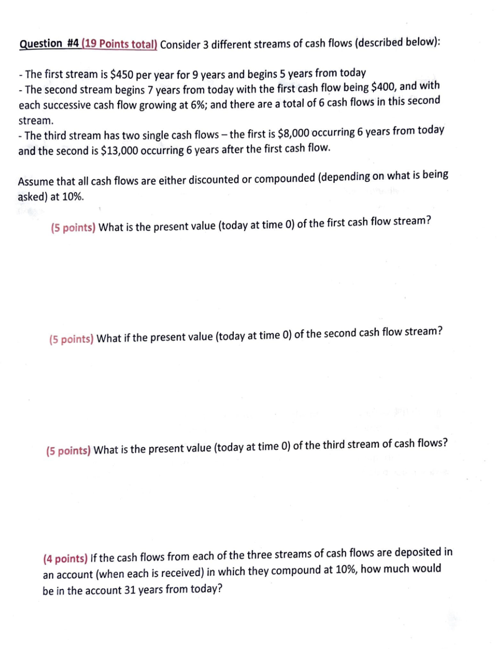  Please explain fully and use excel example if possible! Question \#4