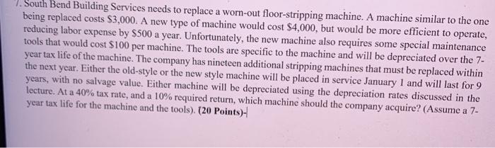  This is all information given 7. South Bend Building Services needs