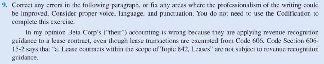 Fix the paragraph is exercise 9: 9. Correct any errors in the