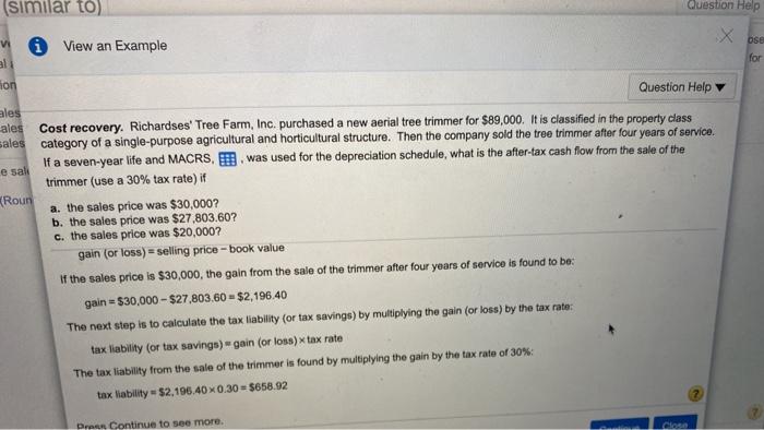 company sold the tree trimmer after four years of service. If a