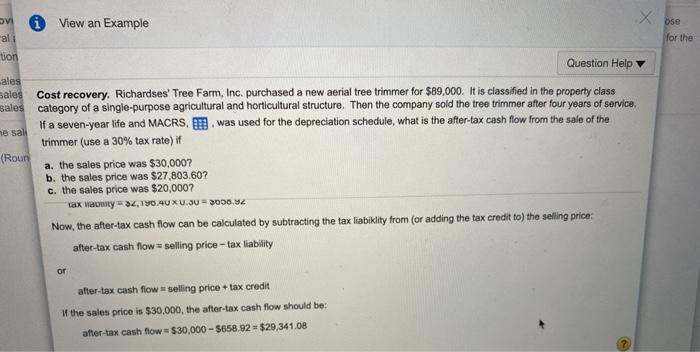 seven-year life and MACRS, I was used for the depreciation schedule, what