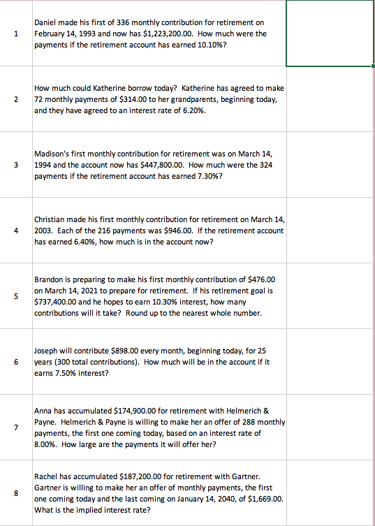  please use excel for this question and also provide the functions