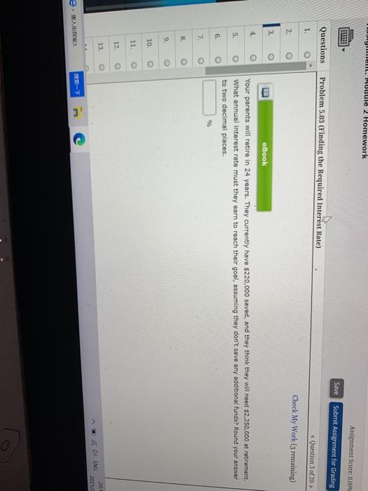 Work (3 remaining) e. 4. BE eBook If you deposit $12,000 in