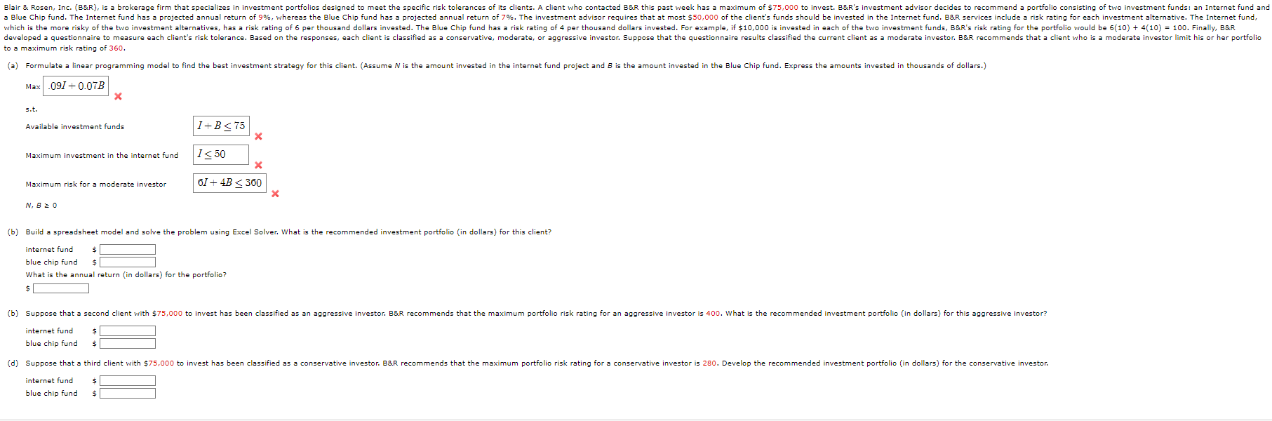 (b) Build a spreadshee internet fund blue chip fund internet fund