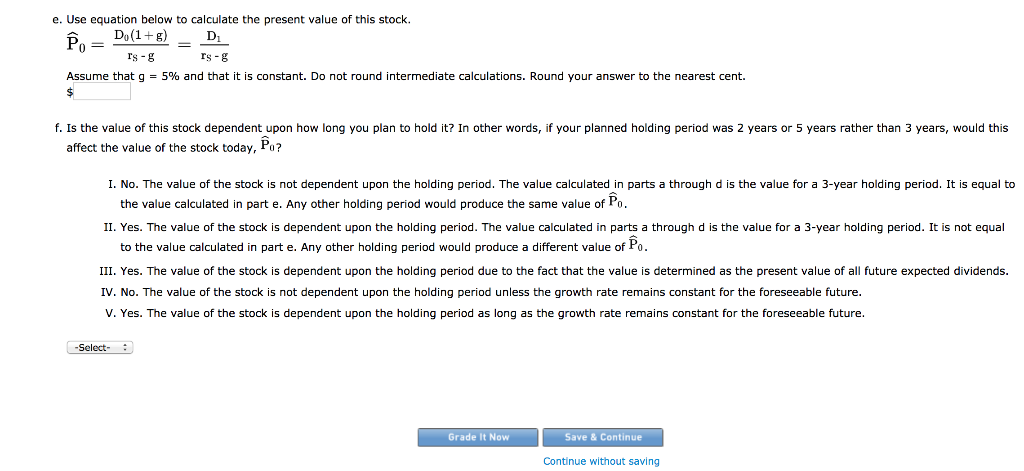 End-of-Chapter Problems - Stocks and Their Valuation CONSTANT GROWTH Your broker offers