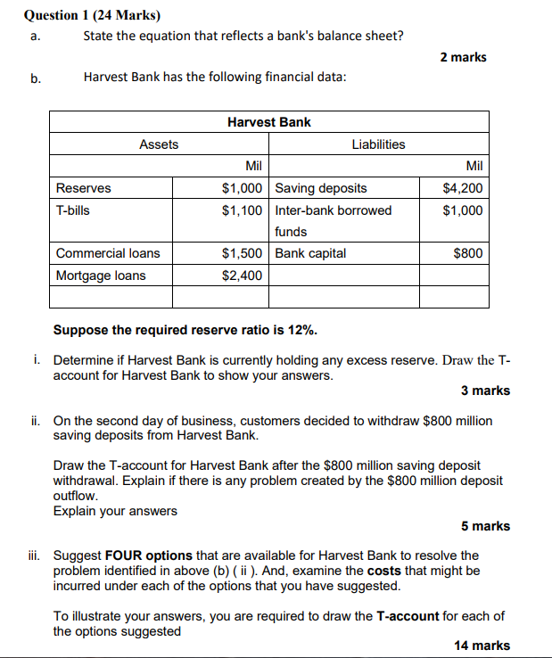  Question 1 (24 Marks) a. State the equation that reflects a