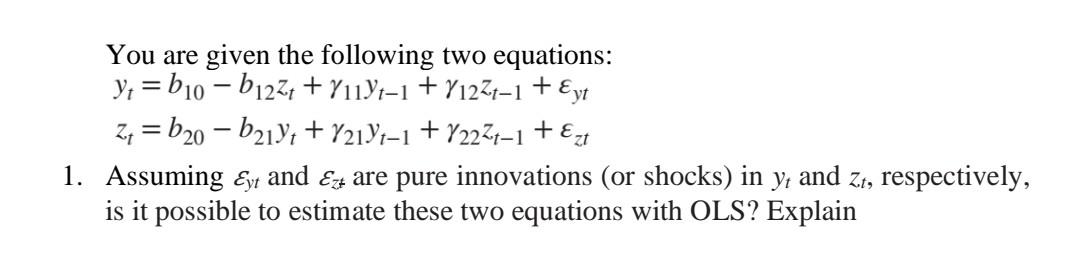 y, = b10 b122+ + Yu19-1 + 712771 +Eyt zz = b20