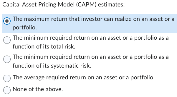 Capital Asset Pricing Model (CAPM) estimates: The maximum return that investor