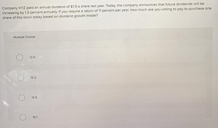 share in cash dividends. Which one of the following statements is correct