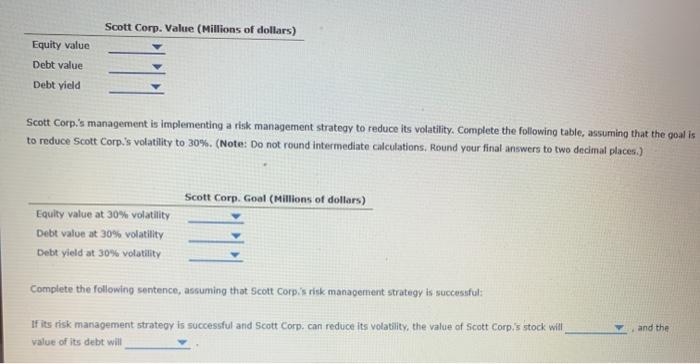 Scott Corp's current value of operations, including debt and equity, is estimated