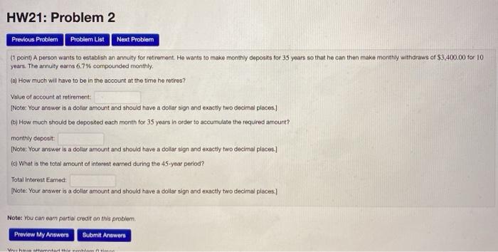  HW21: Problem 2 Previous Problem Problem List Next Problem (1 point)
