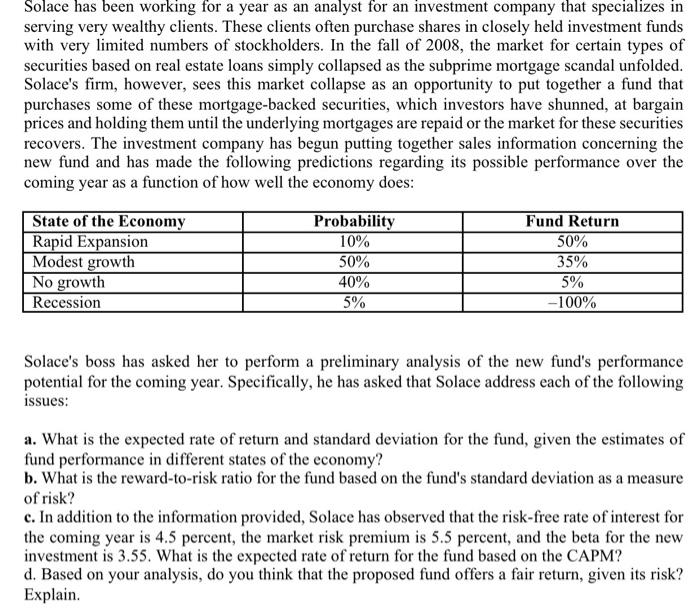 please use the formulas to answer the question and not excel. Solace
