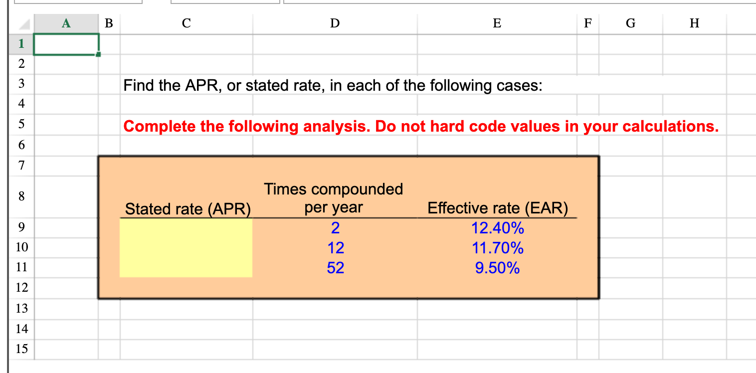  Please use excel functions to solve. B D E F G