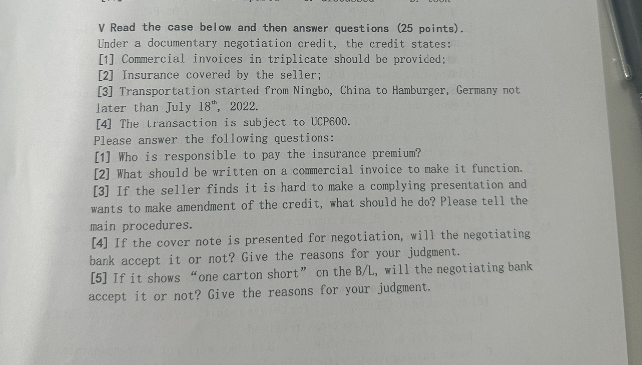  V Read the case below and then answer questions (25 points).