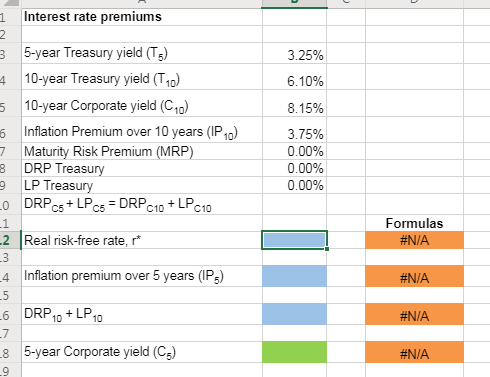 so here's the text version) Excel Online Structured Activity: Interest rate premiums