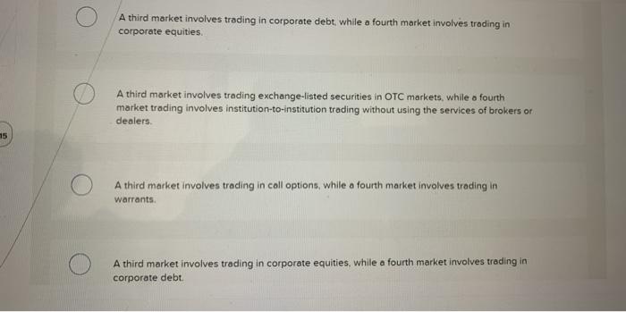 A third market involves trading institution-to-institution trading without using the services of