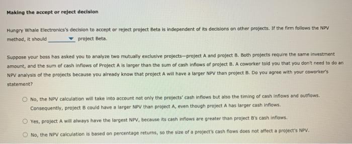 (NPV) rule is considered one of the most common and preferred criteria
