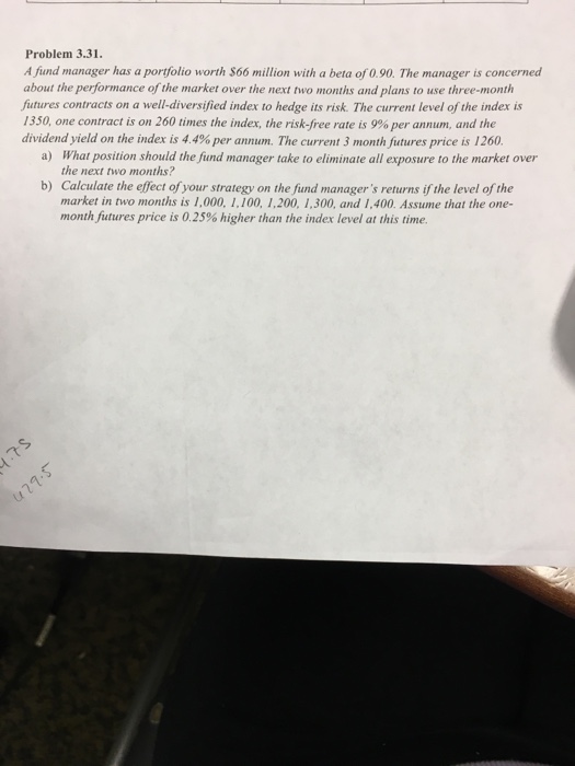  Problem 3.31 A fund manager has a portfolio worth 566 million