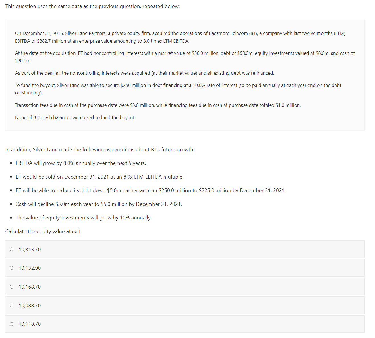  This question uses the same data as the previous question, repeated