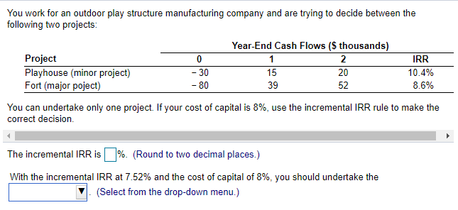 the drop down menu: playhouse project; fort project Please show your