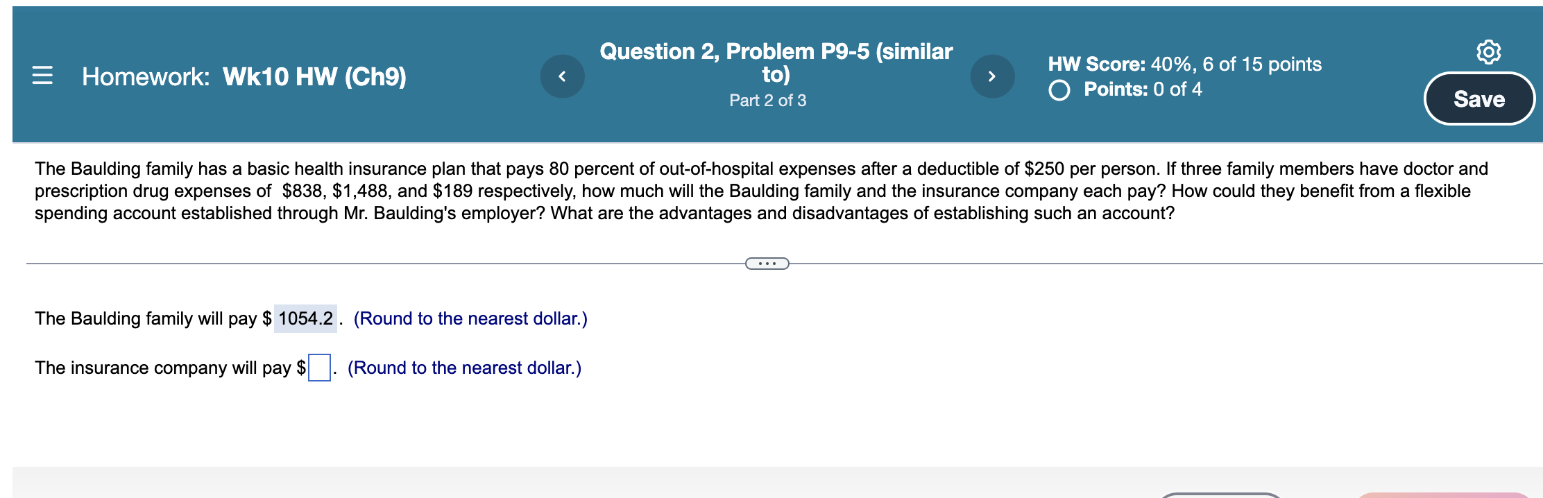 please answer blank box = Homework: Wk10 HW (Ch9) Question 2, Problem