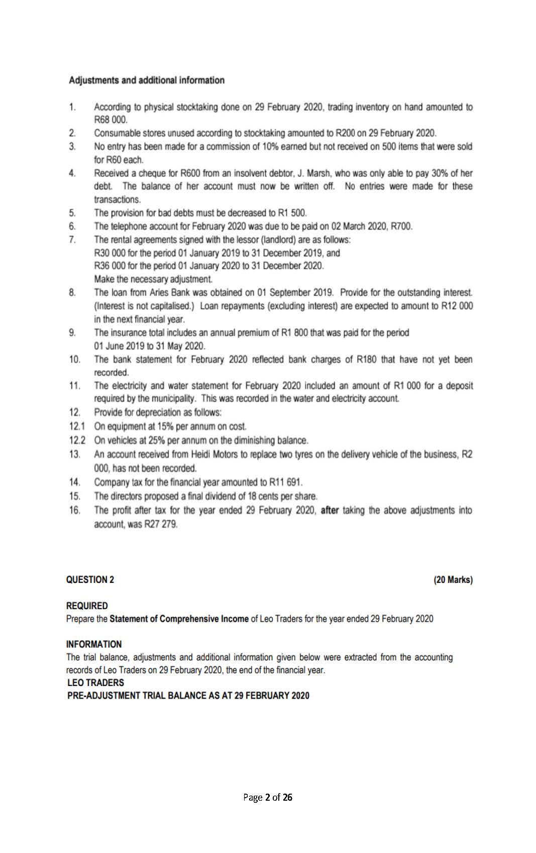 trial balance and additional information given below were extracted from the accounting