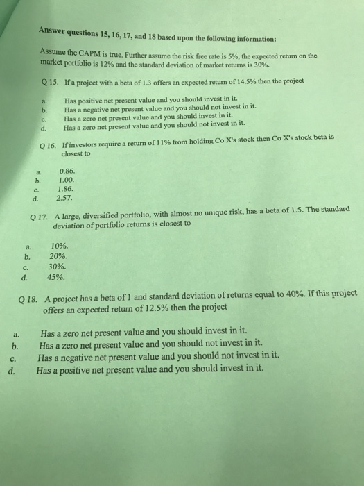  Answer questions 15, 16, 17, and 18 based upon the following