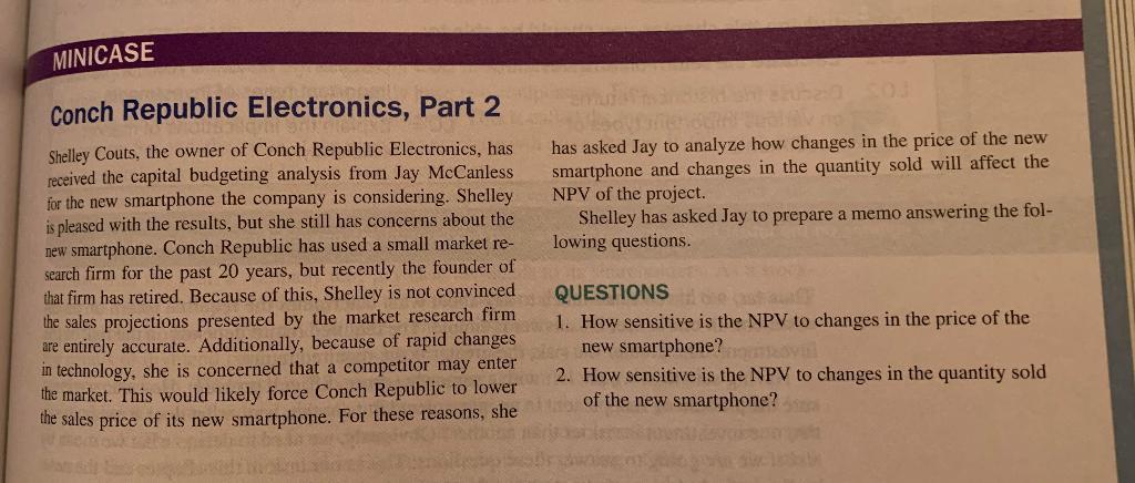 2. Chapter 11 Minicase Conch Republic Electronics, Part 2 a. A good