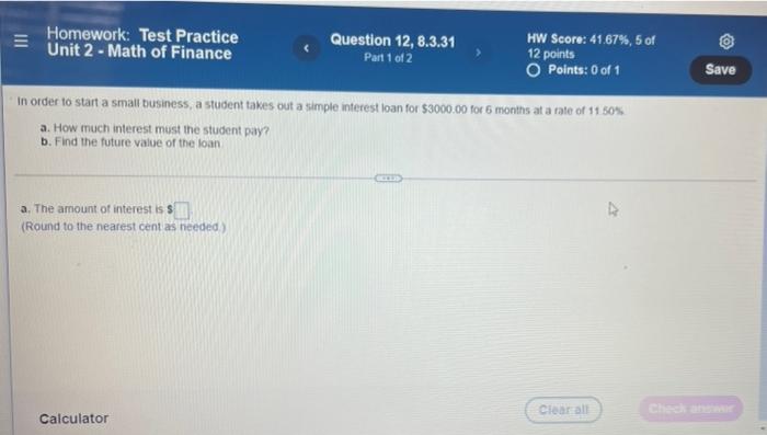 ppl E Homework: Test Practice Unit 2 - Math of Finance Question