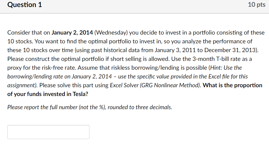 See the table to solve Question 1 10 pts Consider that