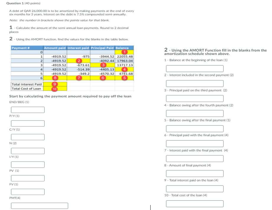  Solve using Texas instrument BA II Plus Question 1 (40 points)