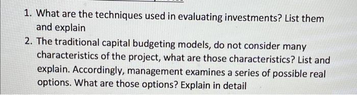 i need help answerinf these questions! 1. What are the techniques used