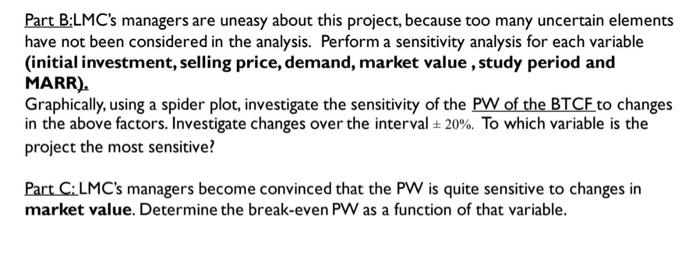  Part B:LMC's managers are uneasy about this project, because too many