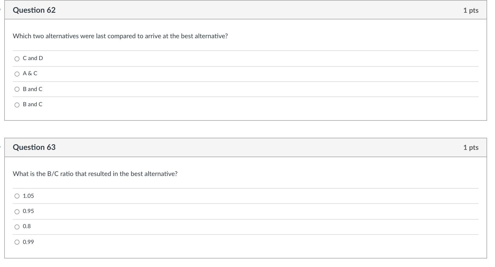 four mutually exclusive alternatives shown in the table below. Since all the
