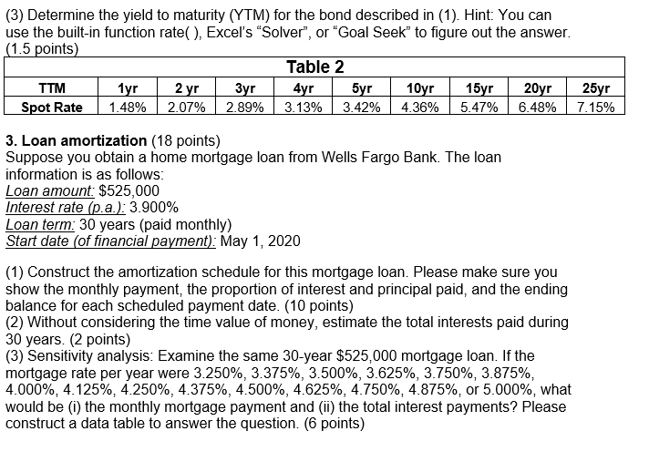 information provided in Table 1, calculate the prices of the treasury securities