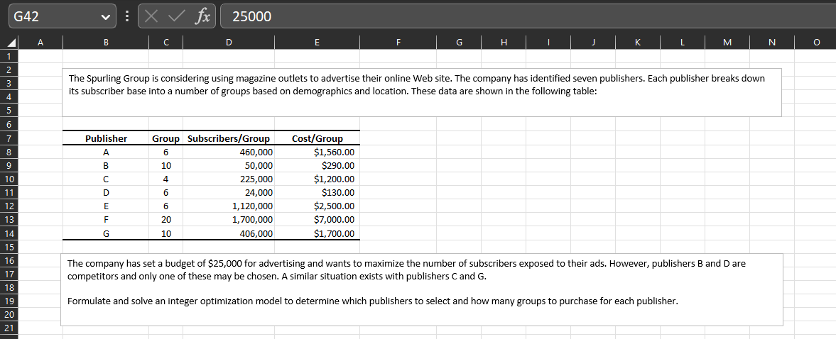 Please solve using excel and solver and solver (show all formulas and
