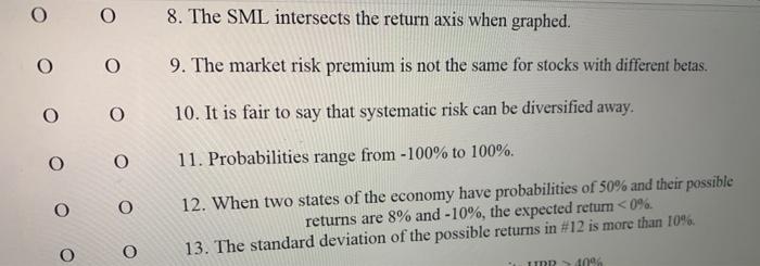 True or false 0 08. The SML intersects the return axis when