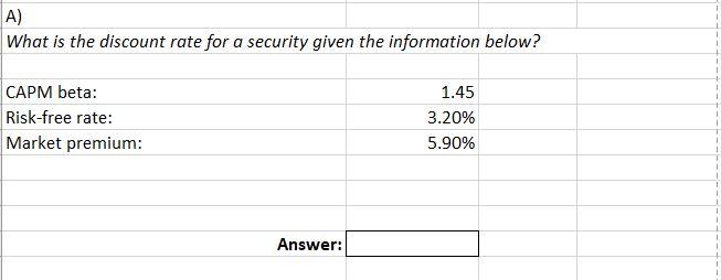 What is the discount rate for a security given the information below?