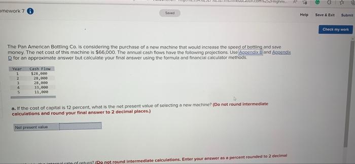  com.com mework 7 6 Saved Help Save & Exit Submit Check