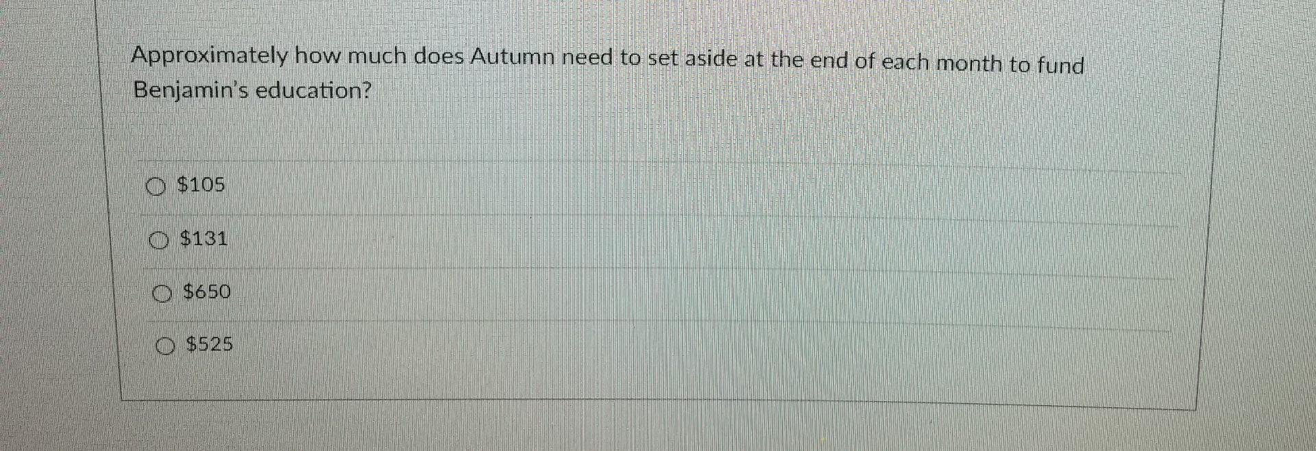 Blake Case Study Approximately how much does Autumn need to set aside