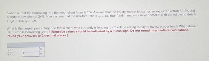 that the equity market index has an expected return of 14% and
