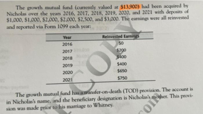 please do not round answer The growth mutual fund (currently valued at