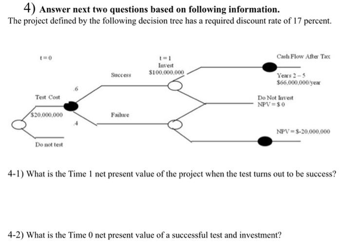  4) Answer next two questions based on following information. The project